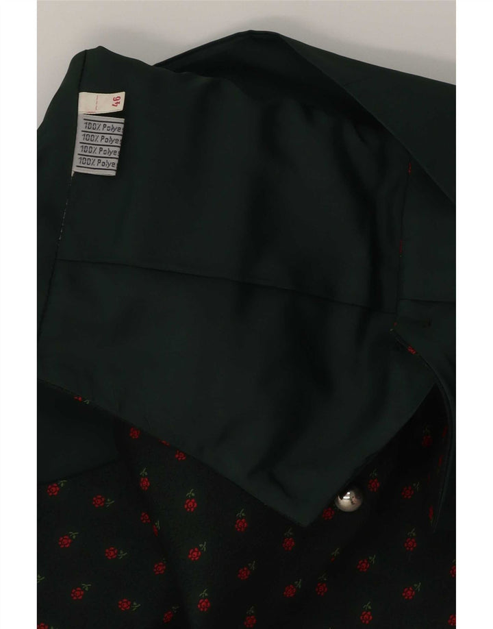 Colete masculino vintage IT 46 poliéster floral verde pequeno