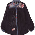 Blusa feminina Desigual com estampa gráfica UK 18 XL azul marinho patchwork