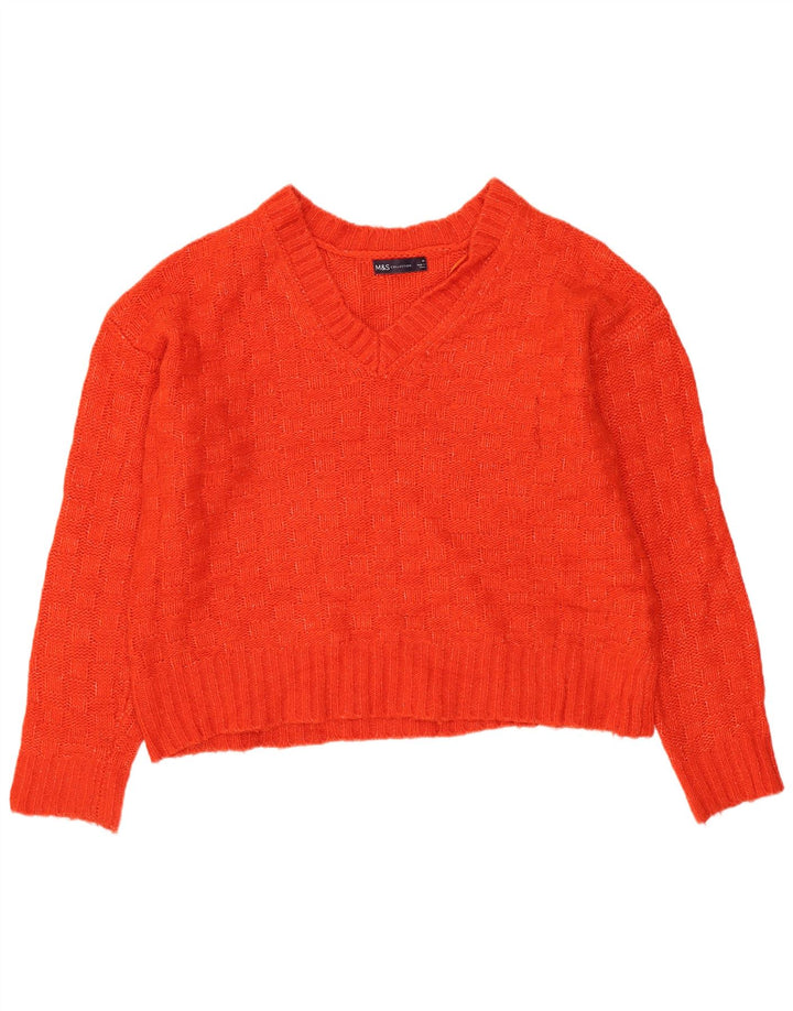 Suéter feminino Marks & Spencer grande com decote em V Reino Unido 14 médio vermelho