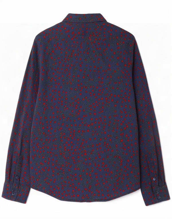Benetton Womens Shirt UK 4 XS Blue Floral Cotton