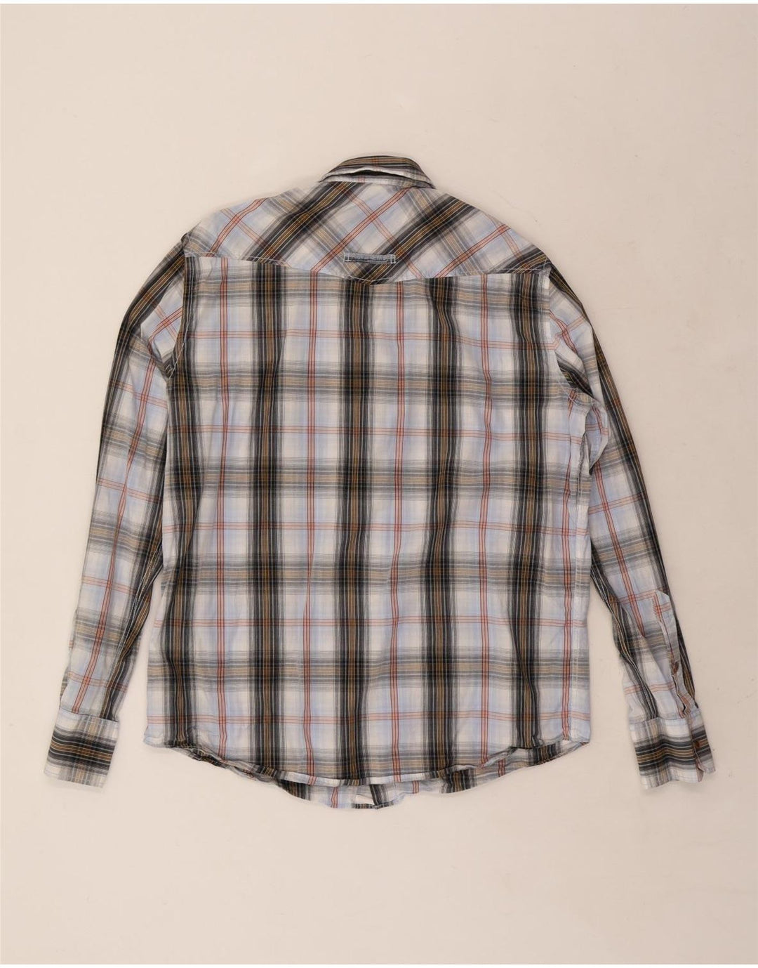 CAMEL ACTIVE Camisa masculina de ajuste moderno de algodão xadrez azul médio
