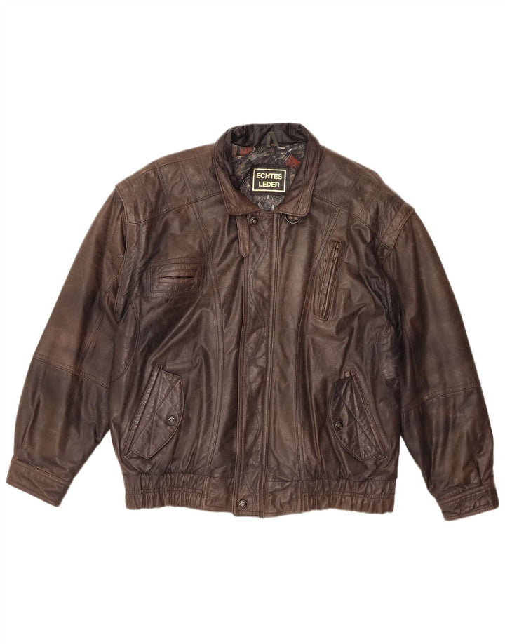 Jaqueta de couro masculina vintage EU 48 couro marrom médio