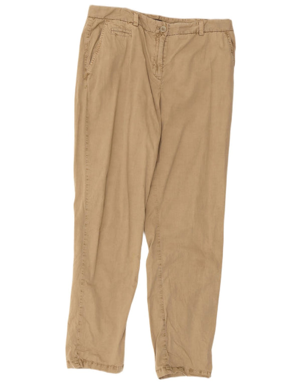 Calça chino reta feminina Marks & Spencer Reino Unido 14 grande W32 L29 bege
