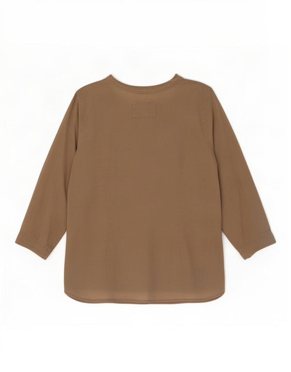 Blusa feminina de manga 3/4 Marks & Spencer UK 16 grande linho bege