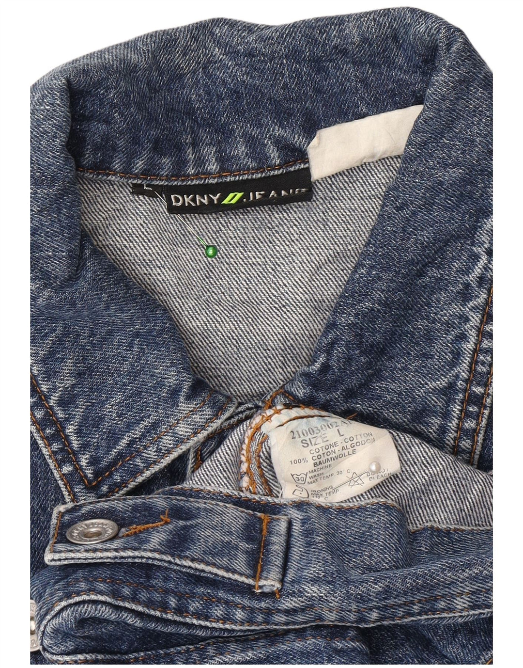 Jaqueta jeans feminina Dkny UK 14 grande algodão azul