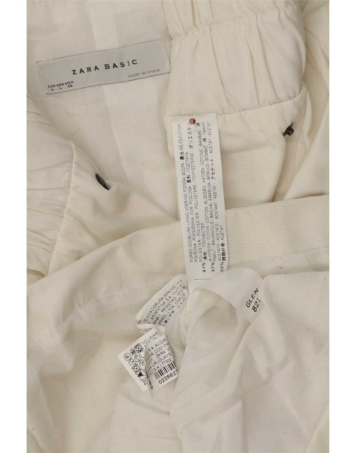 Jaqueta utilitária feminina Zara UK 16 grande algodão branco
