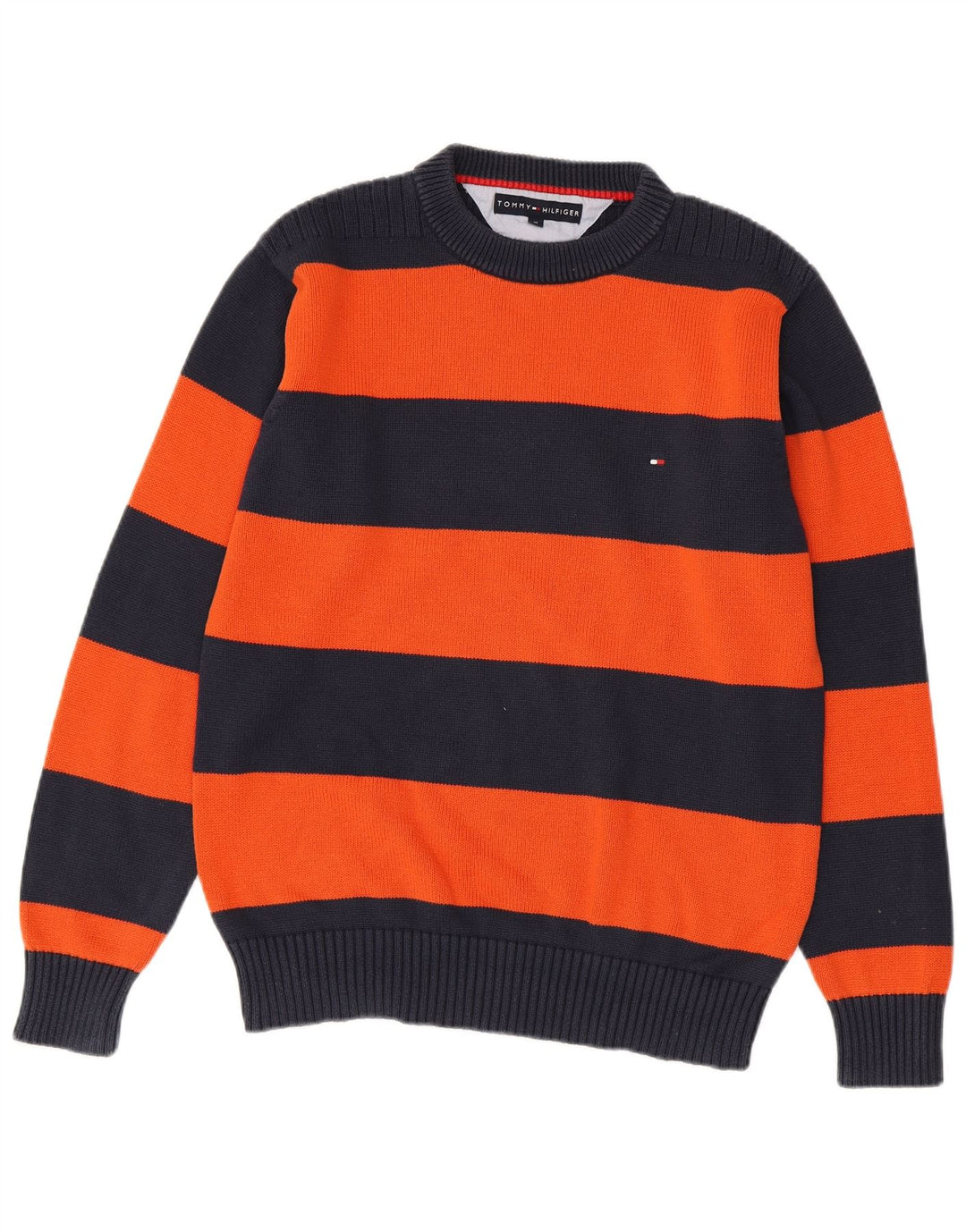 Suéter masculino Tommy Hilfiger com gola redonda e bloco colorido médio azul marinho