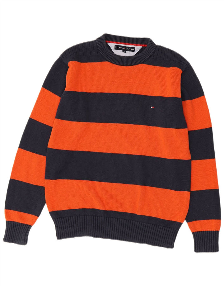 Suéter masculino Tommy Hilfiger com gola redonda e bloco colorido médio azul marinho