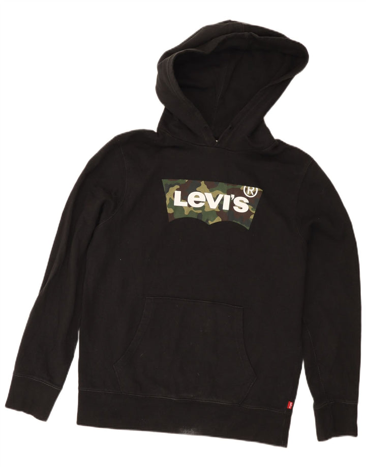 Moletom com capuz gráfico masculino Levi's pequeno algodão preto