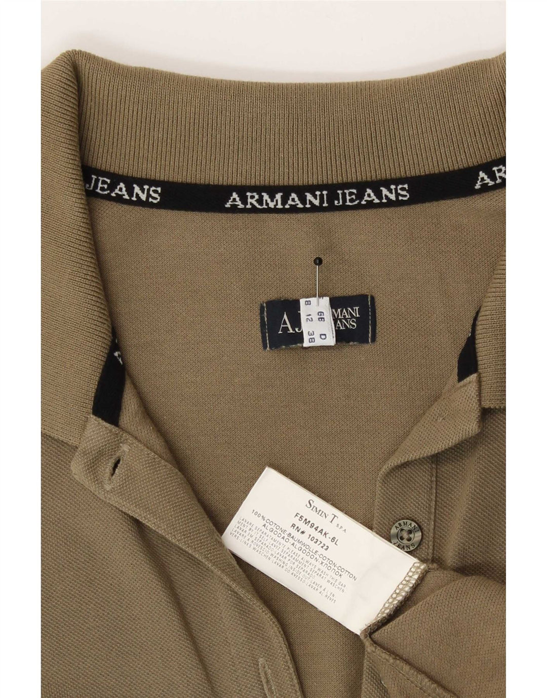 Camisa polo feminina Armani Reino Unido 12 algodão cáqui médio