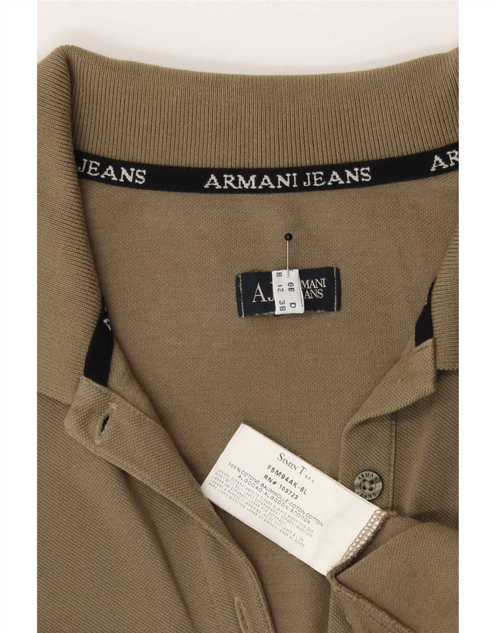 Camisa polo feminina Armani Reino Unido 12 algodão cáqui médio