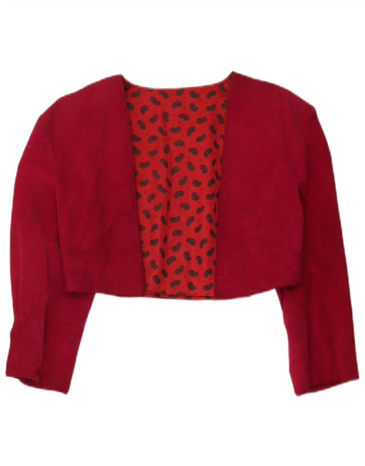 Jaqueta Bolero feminina vintage manga 3/4 Reino Unido 12 vermelho médio