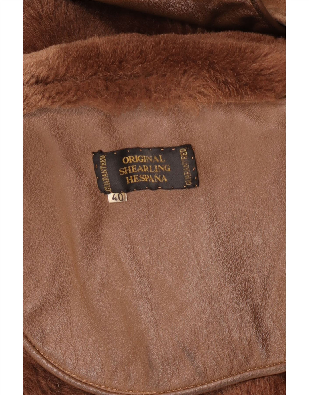 Jaqueta feminina vintage de shearling de grandes dimensões EU 40 Shearling marrom médio