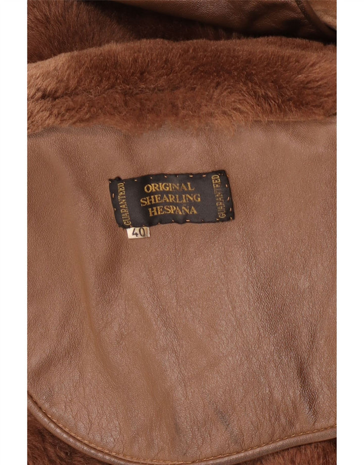 Jaqueta feminina vintage de shearling de grandes dimensões EU 40 Shearling marrom médio