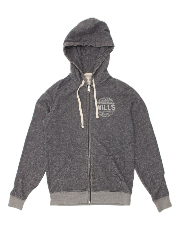 JACK WILLS Mens Graphic Zip Hoodie Sweater XS Grey Flecked Cotton Vintage Jack Wills and Second-Hand Jack Wills from Messina Hembry 