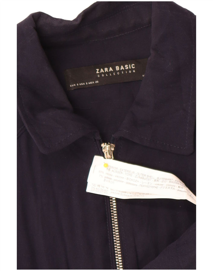 Jaqueta bomber feminina Zara Reino Unido 10 pequena viscose azul marinho