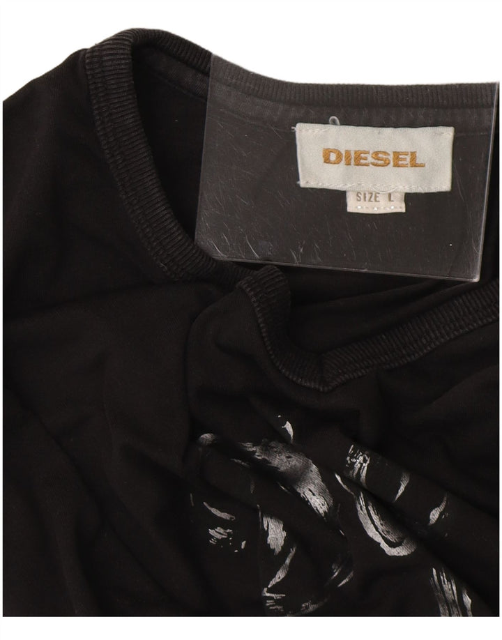 Top gráfico feminino DIESEL manga comprida Reino Unido 16 grande preto