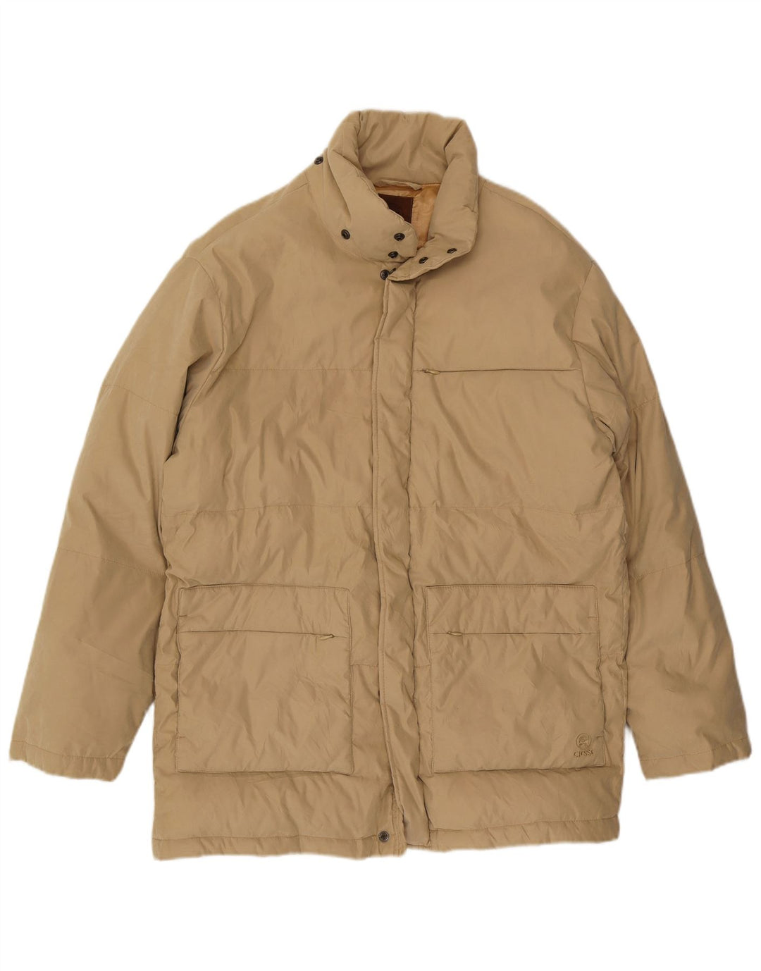 Jaqueta acolchoada masculina vintage IT 50 poliéster bege grande