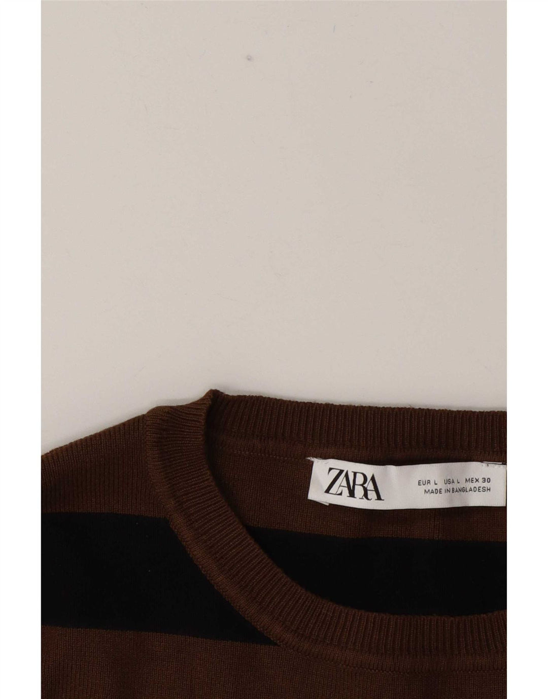 Blusa feminina Zara Top UK 14 listrado marrom grande