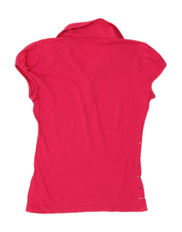 Camisa polo feminina Puma UK 14 grande listrada rosa
