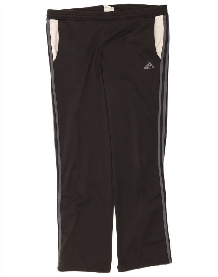 Calças de treino masculinas Adidas UK 38/40 poliéster preto médio