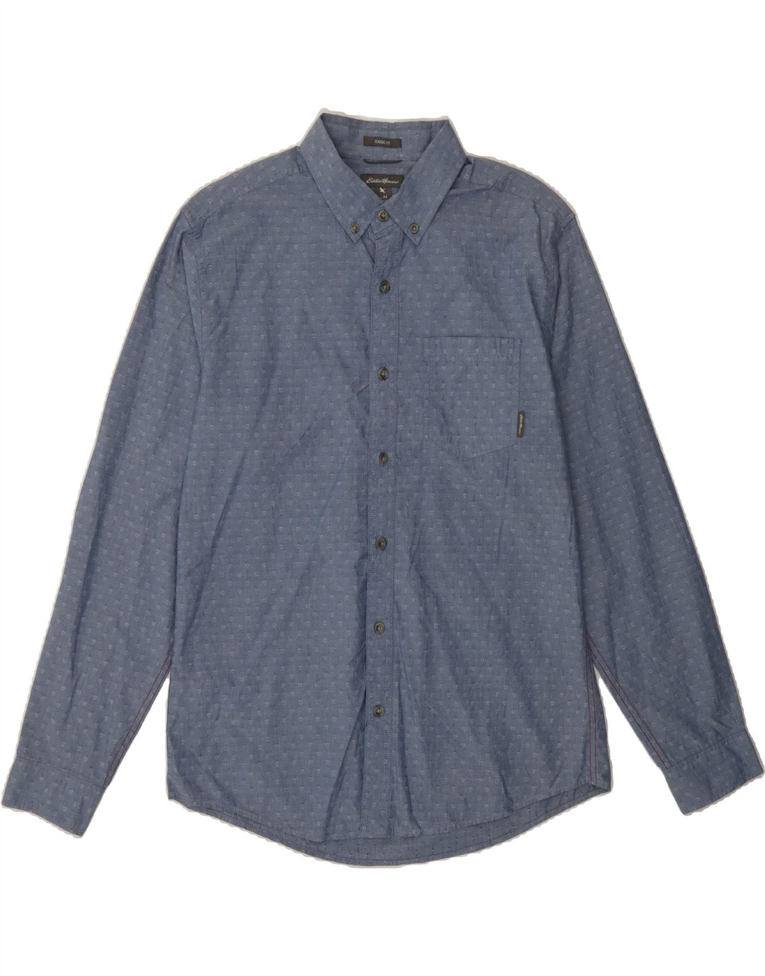 EDDIE BAUER Mens Classic Fit Shirt Medium Blue Spotted Cotton Vintage Eddie Bauer and Second-Hand Eddie Bauer from Messina Hembry 
