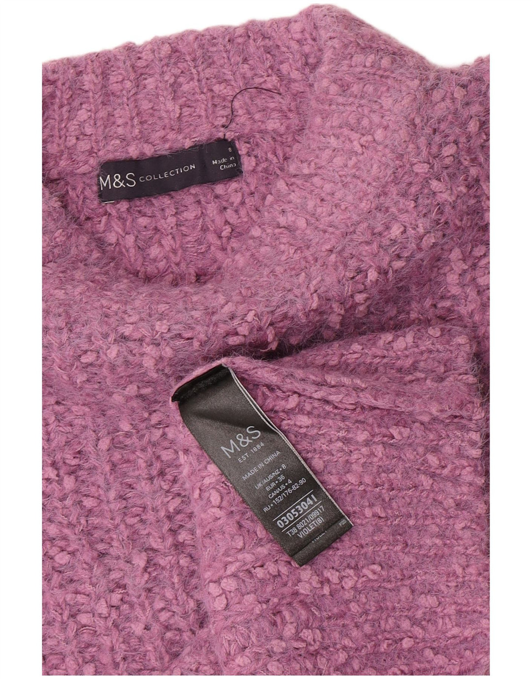 Suéter feminino Marks & Spencer com gola canoa e poliéster roxo pequeno Reino Unido 8