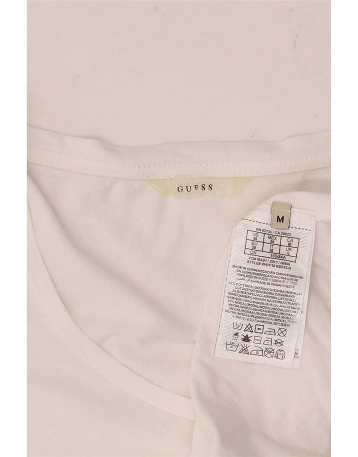 Camiseta feminina Guess UK 8 pequena algodão branco