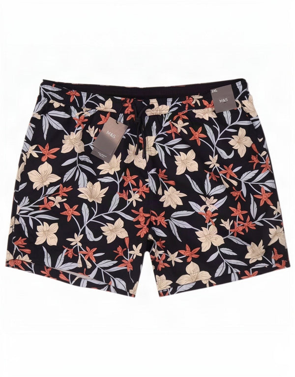 Shorts de natação masculino Marks & Spencer 2XL poliéster floral preto