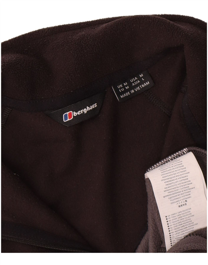 Berghaus Suéter masculino de lã com zíper e gola em poliéster médio preto colorblock