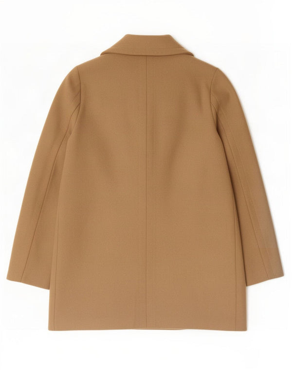 Casaco feminino oversized com peito duplo Topshop Reino Unido 8 lã bege pequena