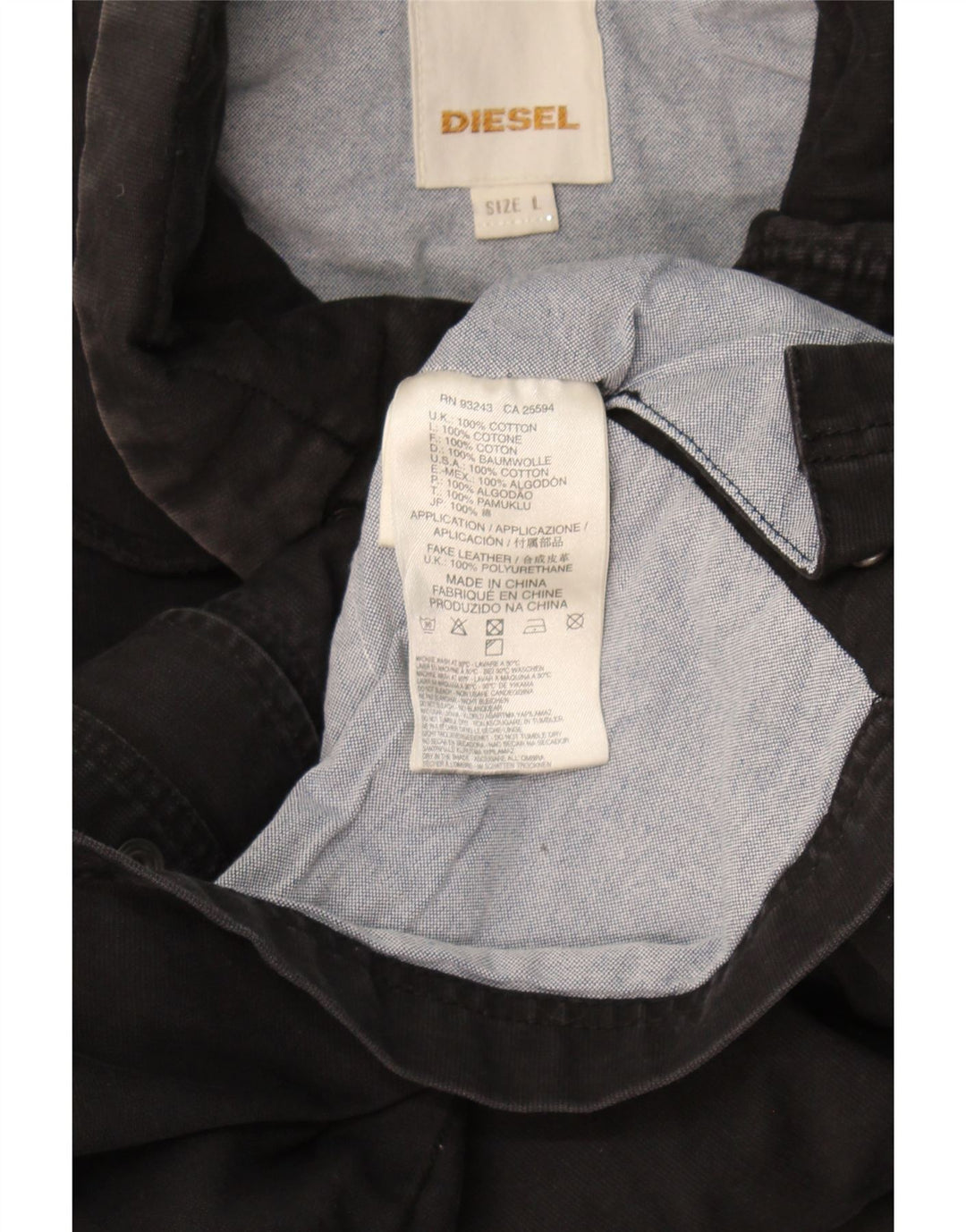Jaqueta militar masculina Diesel UK 40 grande algodão preto