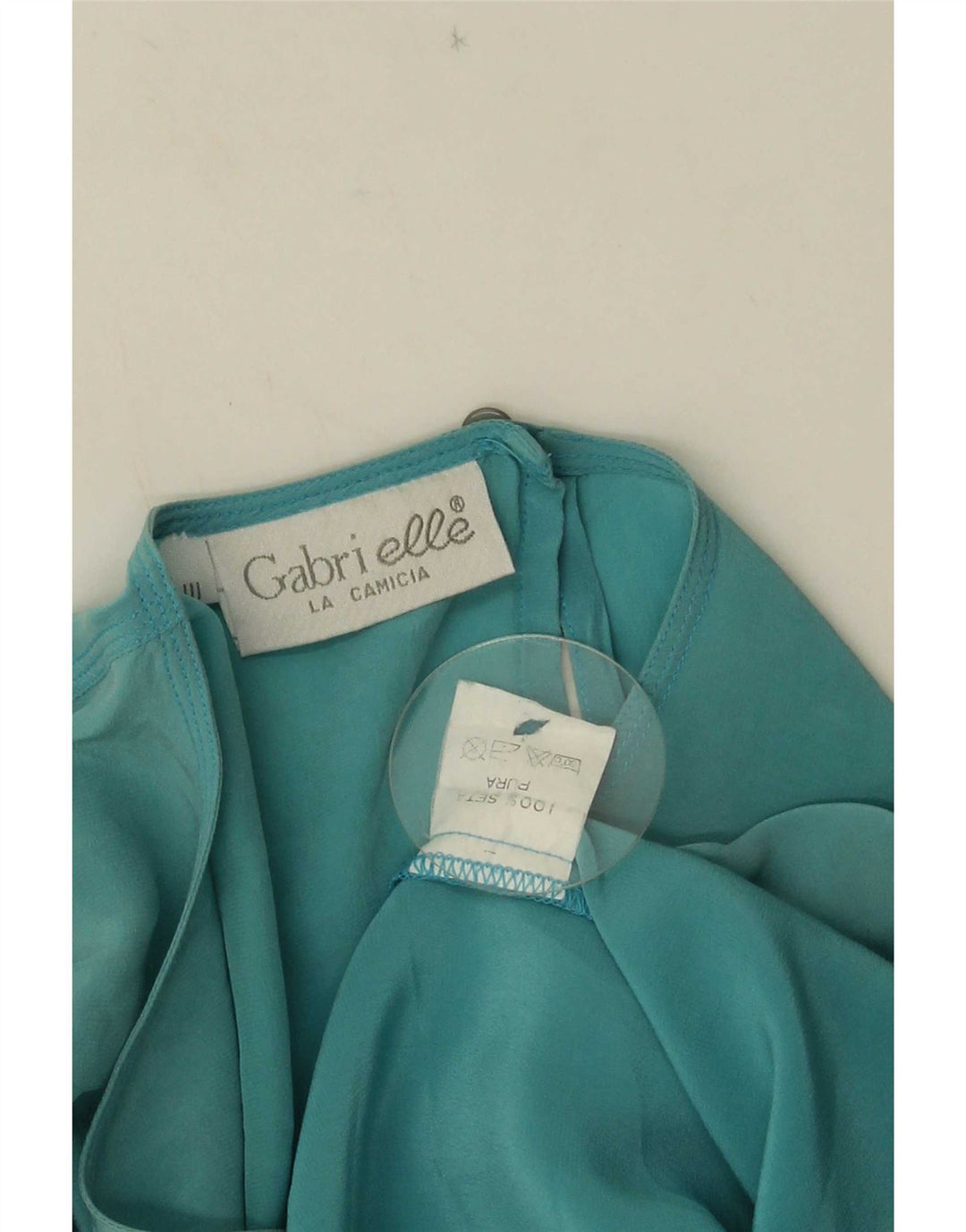 Blusa feminina Gabri elle La Camicia UK 16 grande azul seda
