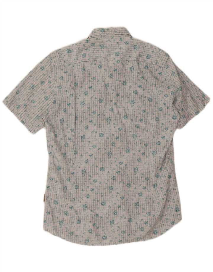 Camisa masculina de manga curta Ted Baker tamanho 3 algodão floral branco médio