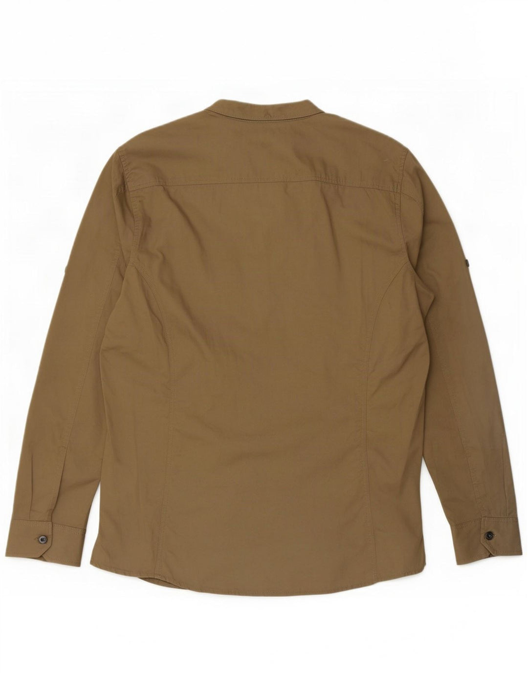 Camisa militar masculina vintage grande algodão bege