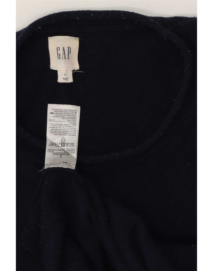 Suéter masculino Gap com gola redonda, grande lã Merino azul marinho