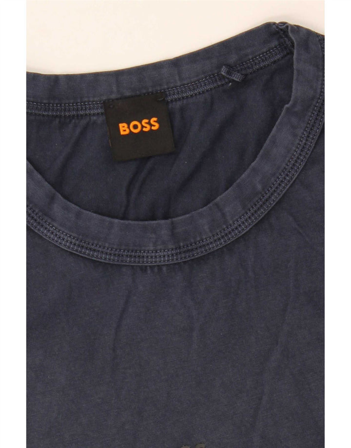 Camiseta masculina Hugo Boss Top médio algodão azul marinho