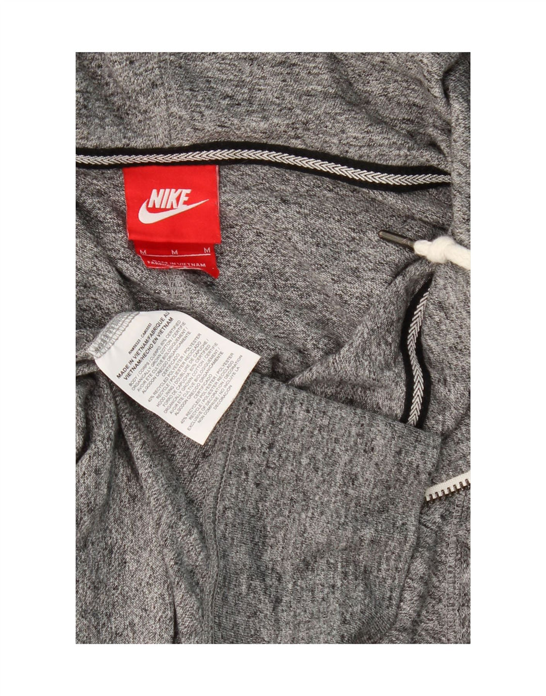 NIKE Womens Zip Hoodie Sweater UK 14 Medium Grey Cotton Vintage Nike and Second-Hand Nike from Messina Hembry 
