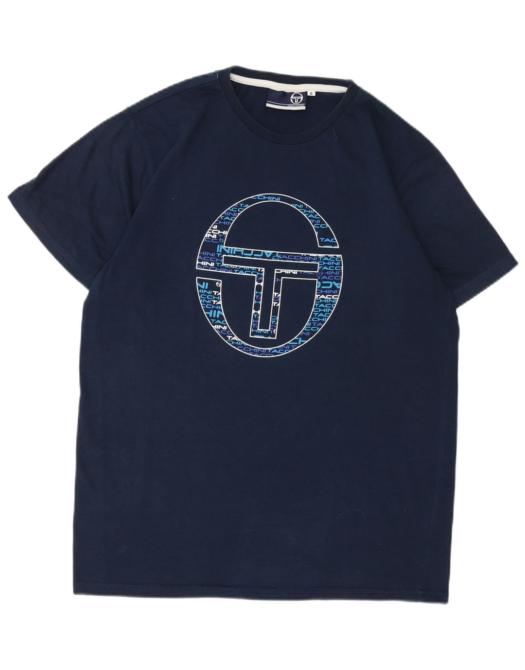 SERGIO TACCHINI Camiseta masculina gráfica top pequeno azul marinho poliéster