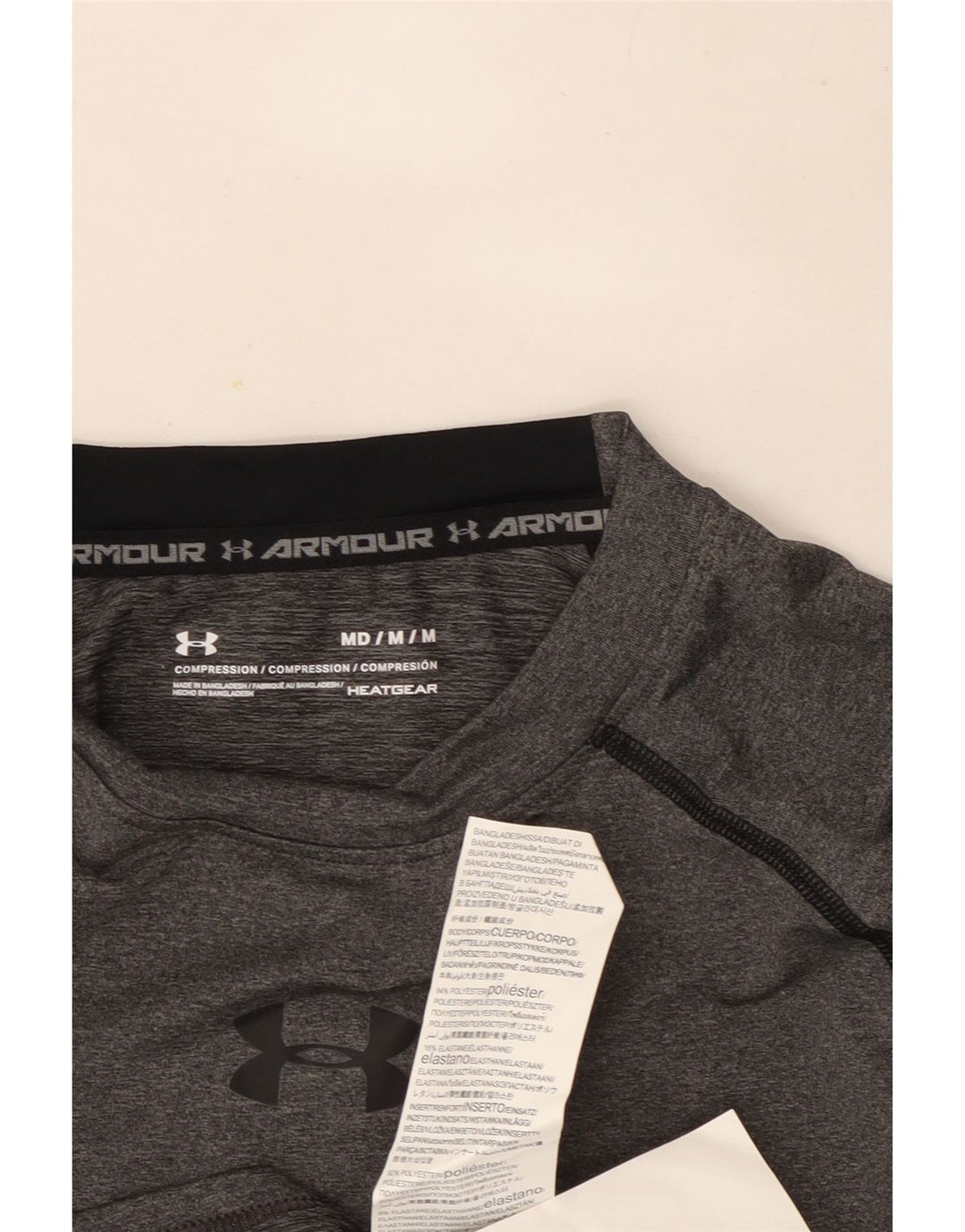 Under Armour Masculino Heat Gear Top Manga Longa Cinza Médio Colourblock