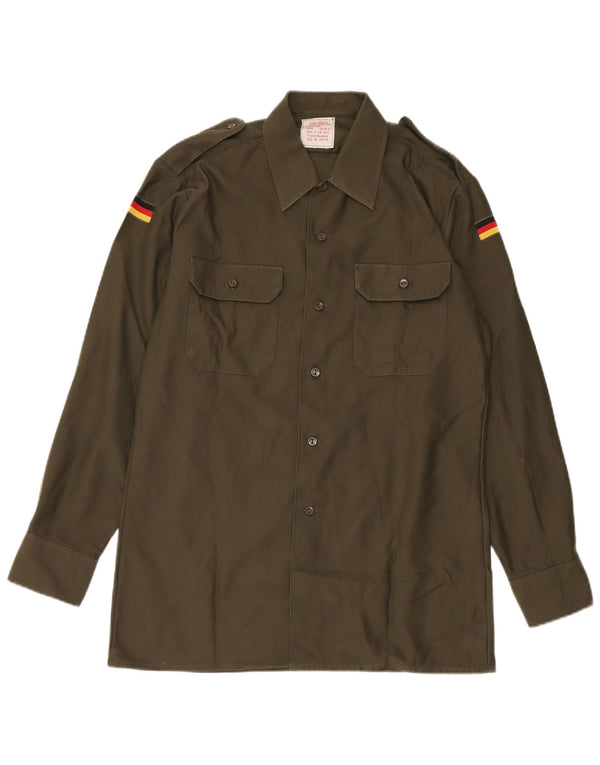 Camisa militar vintage masculina Alemanha tamanho 39/40 poliéster cáqui médio