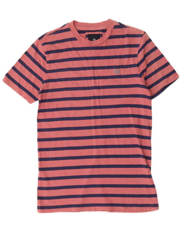 Camiseta masculina Crew Clothing Top pequeno algodão listrado rosa