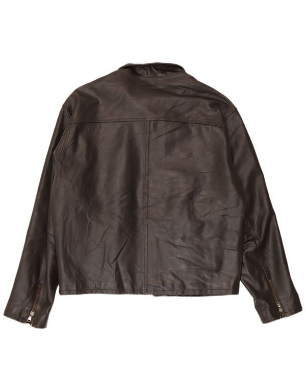 Jaqueta de couro masculina John Roose Reino Unido 42 XL marrom