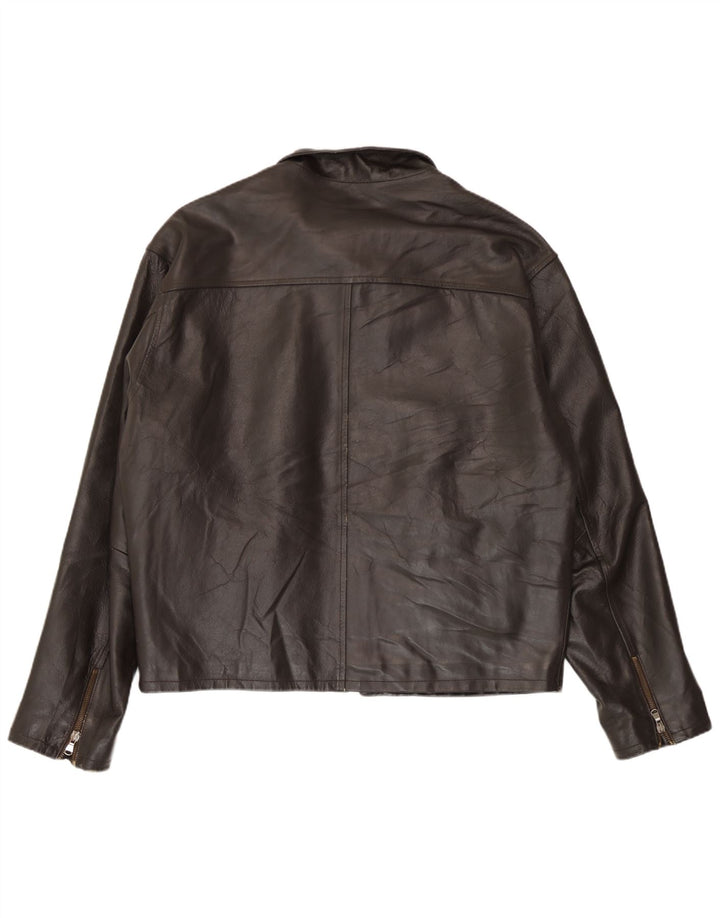 Jaqueta de couro masculina John Roose Reino Unido 42 XL marrom