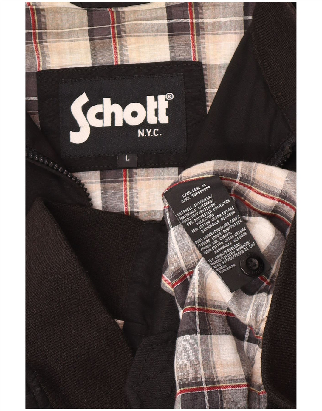 Jaqueta bomber masculina Schott UK 40 grande poliéster preto