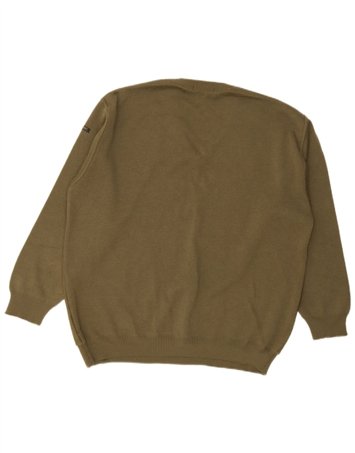Suéter masculino Swallow com decote em V 2XL cáqui colorblock lã
