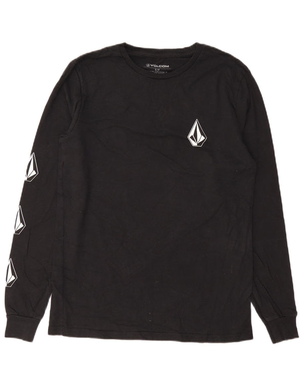 Top gráfico masculino Volcom manga comprida pequeno algodão preto