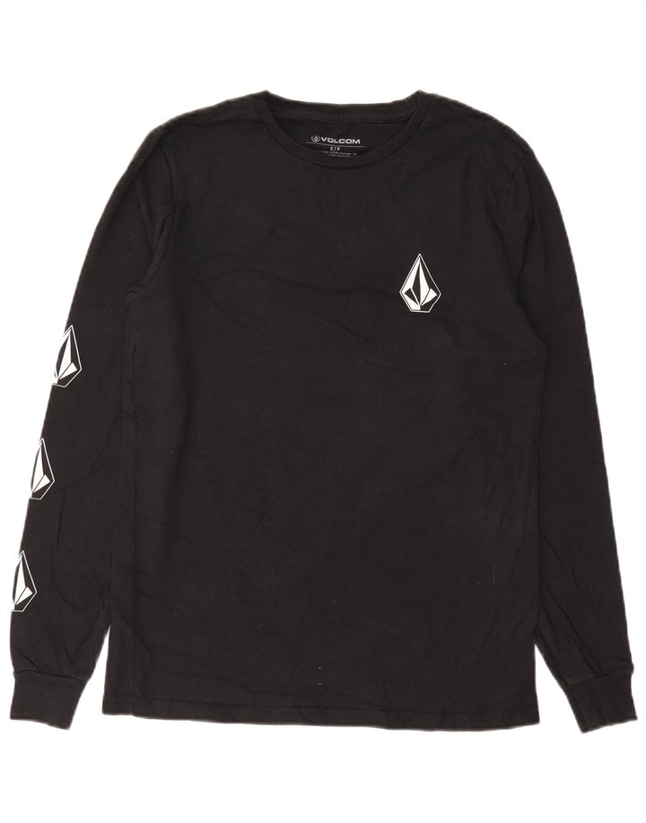 Top gráfico masculino Volcom manga comprida pequeno algodão preto