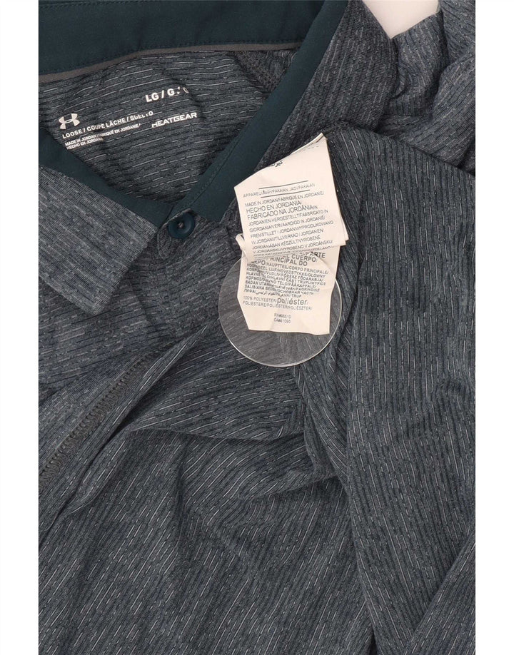 Camisa pólo masculina Under Armour Heat Gear grande poliéster manchado azul