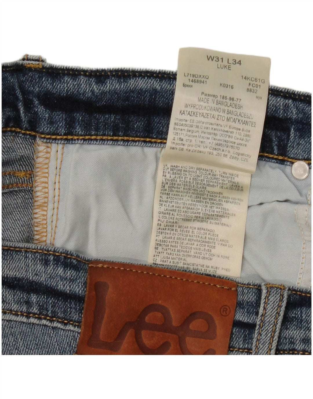 LEE Calça Jeans Feminina Luke Distressed Slim W31 L29 Azul Algodão